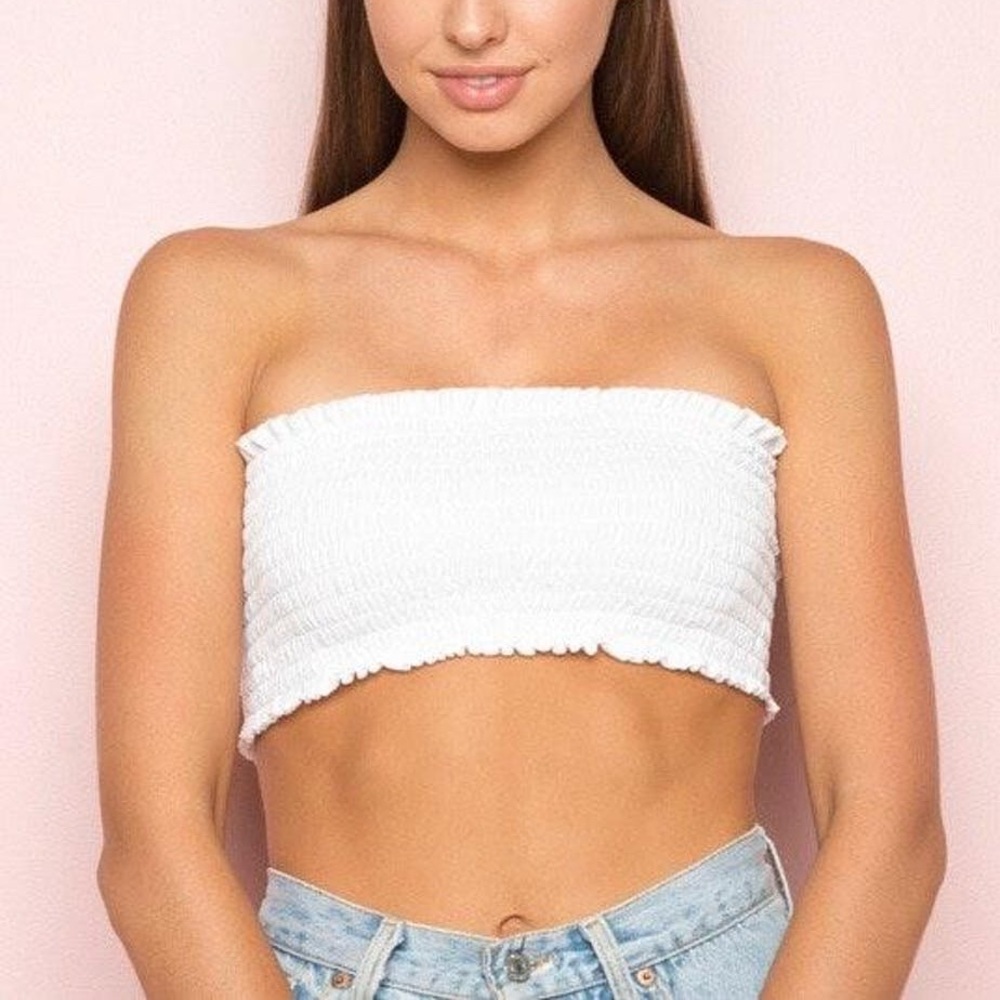 Brandy Melville Kessy smocked cropped tube top